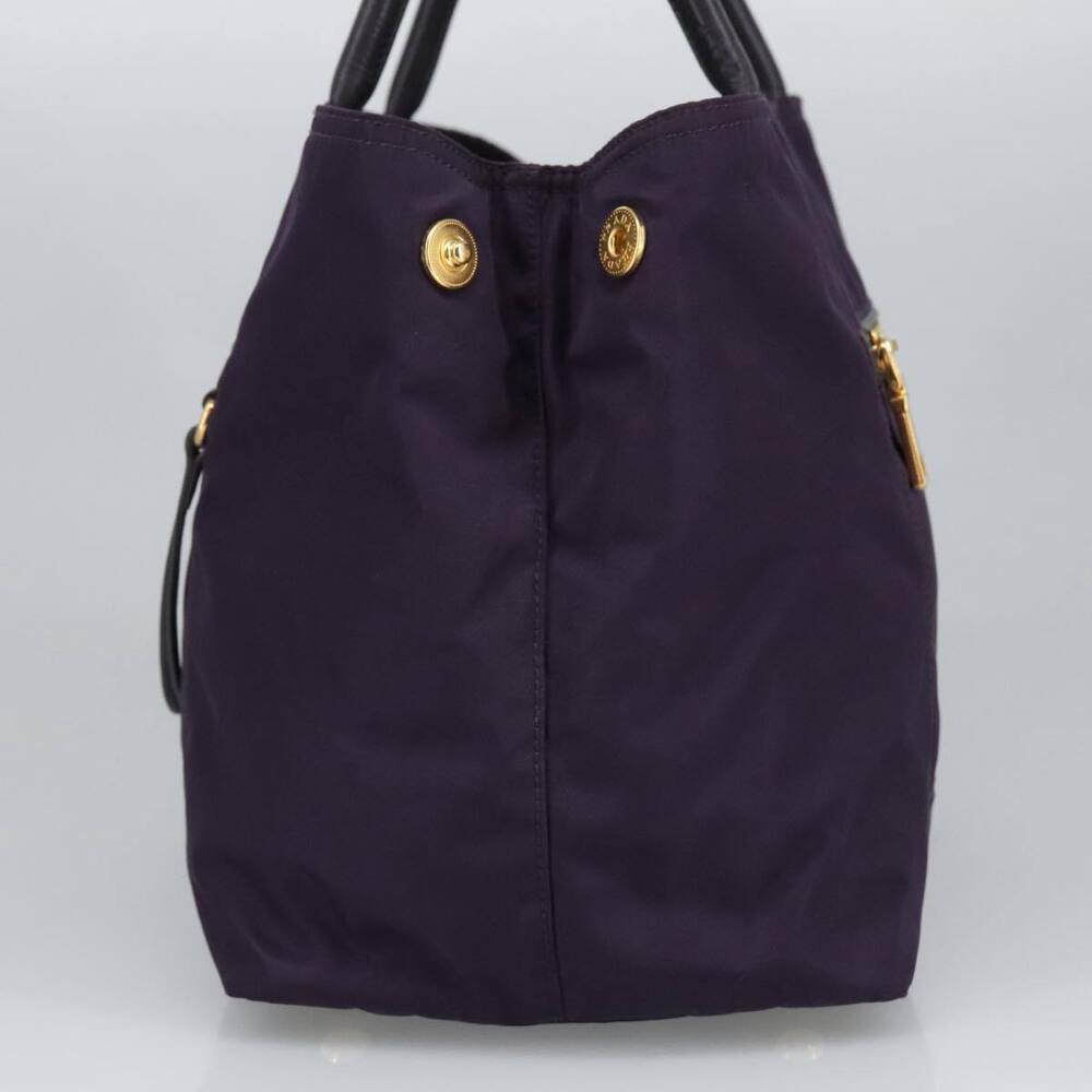 Prada Hand Bag Nylon Purple Gold Auth #155934P31B - Picture 4 of 15